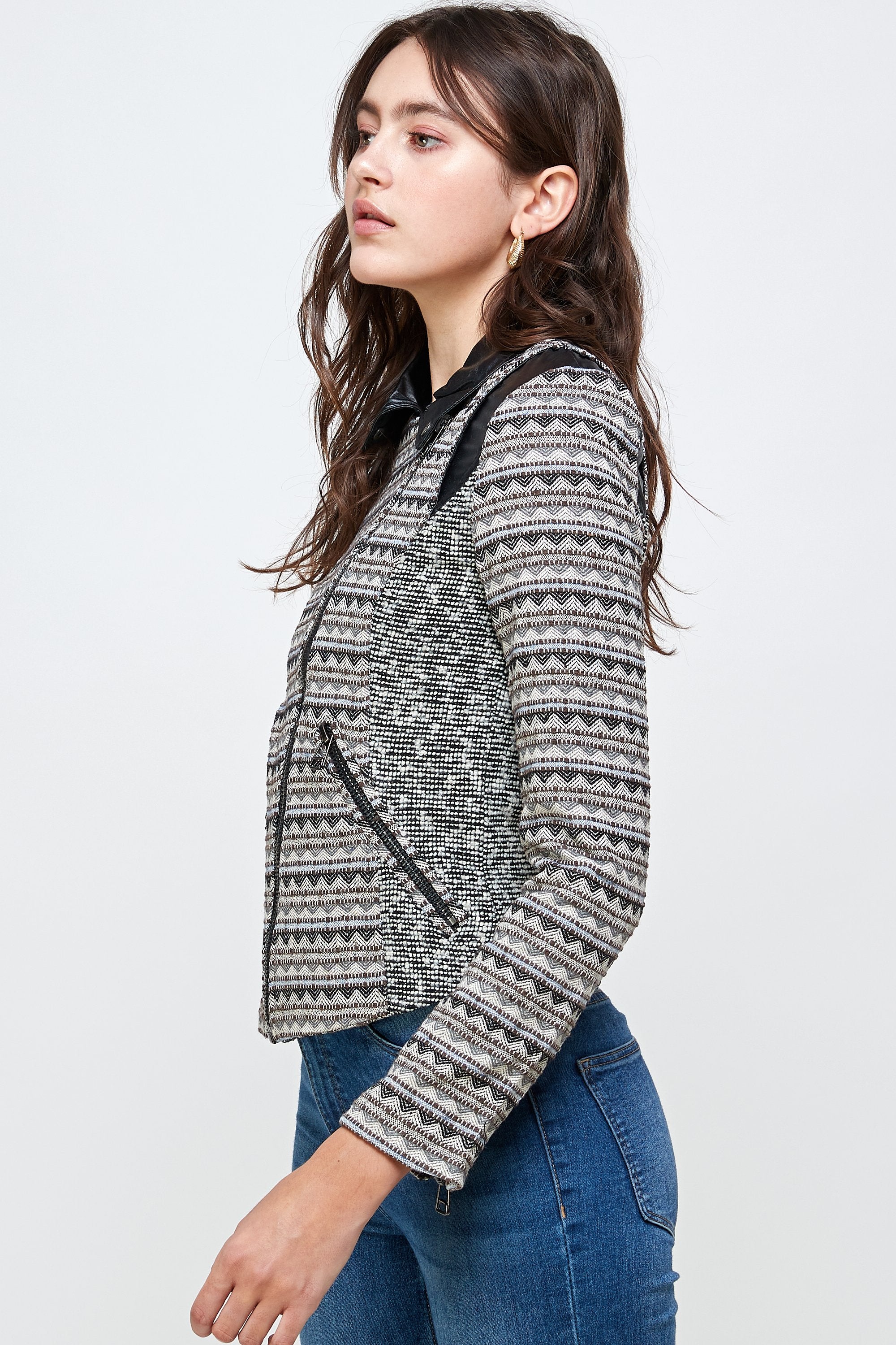 Textured Biker Knit Jacket