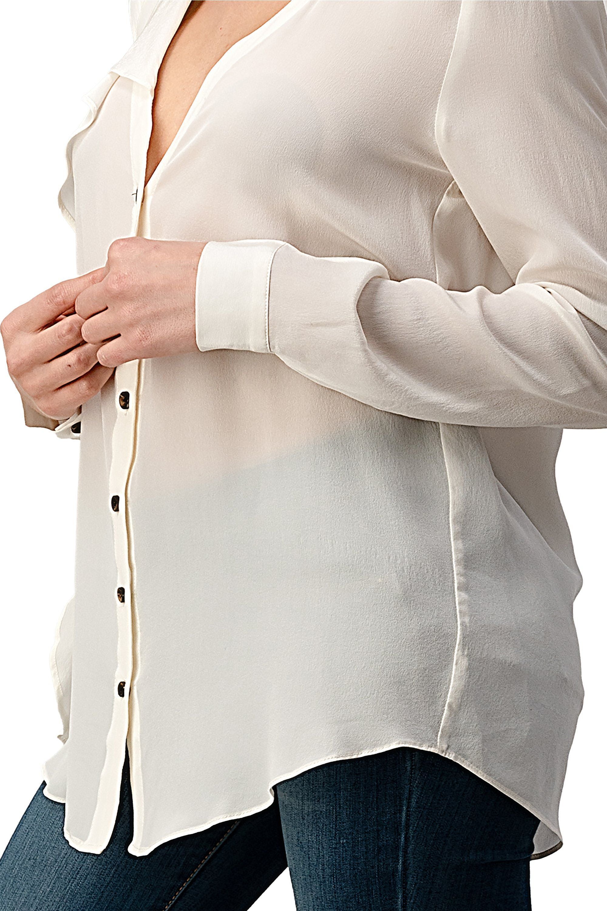 Silk Ruffle Neck Blouse