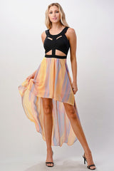 Cut-Out High-Low Chiffon Dress
