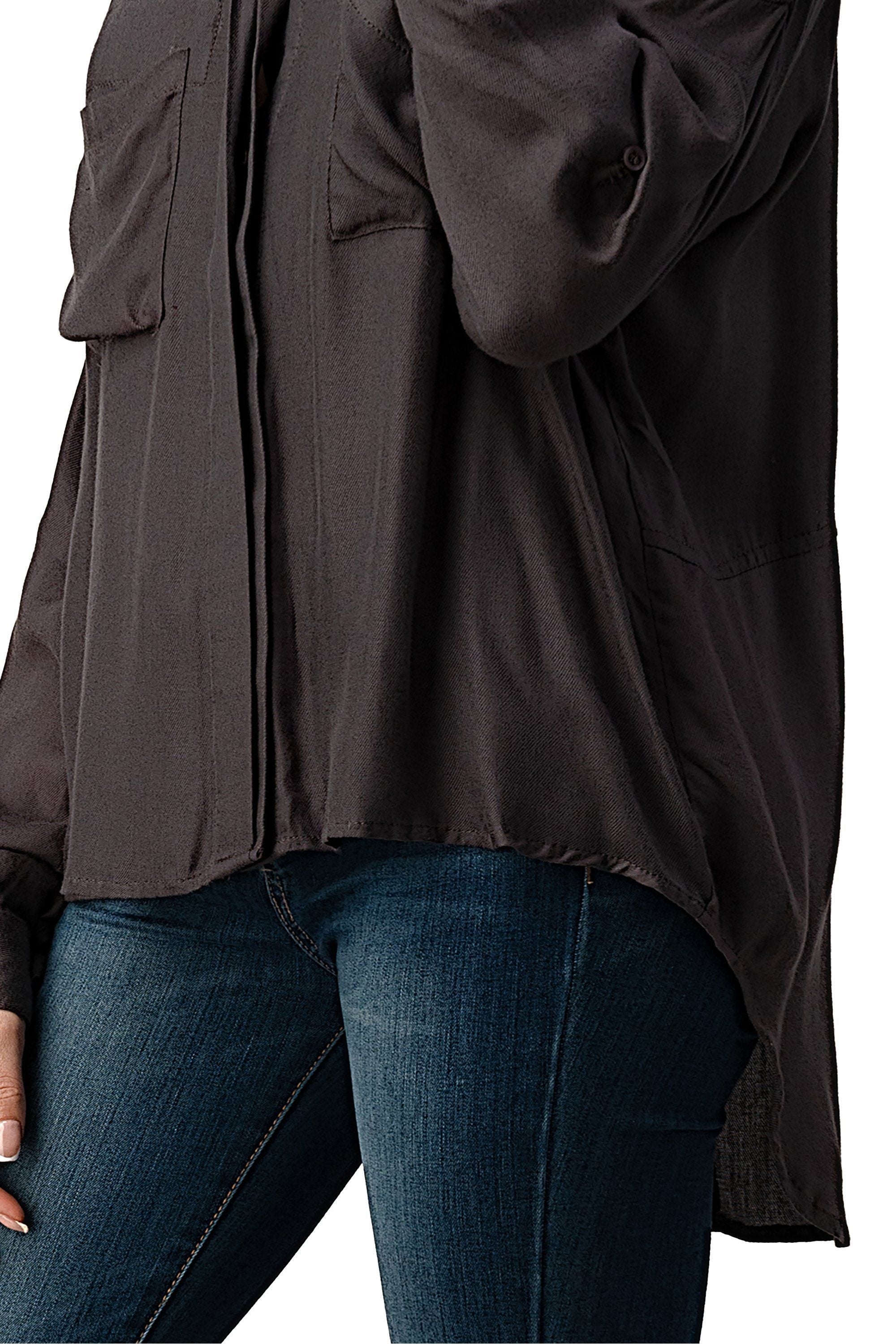Oversized Button-Up Shirt with Pockets – Women's Clothing by Lumiark