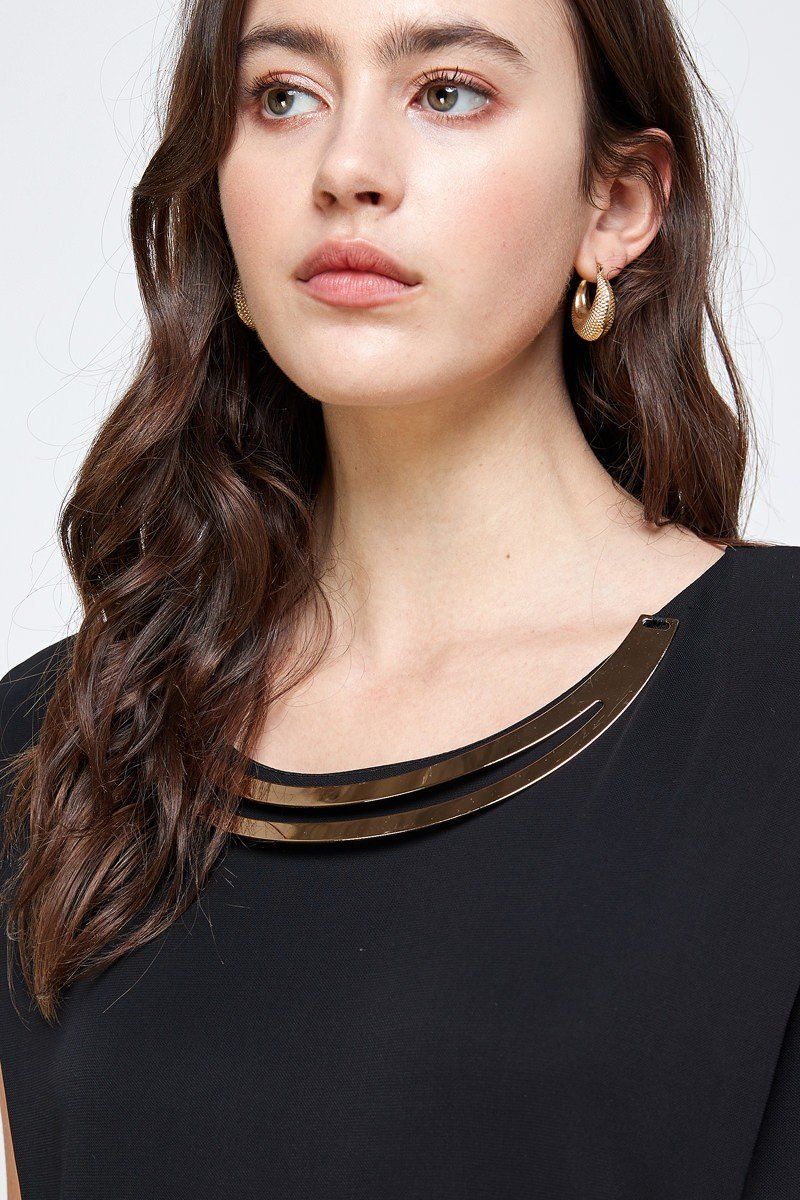 Tunic Dress with Hardware Neckline