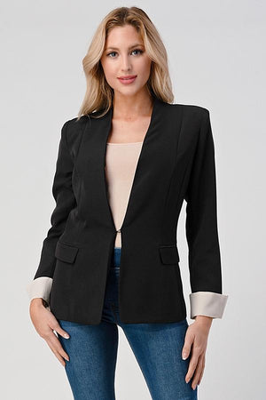 Tailored Open Blazer – Collarless Cut