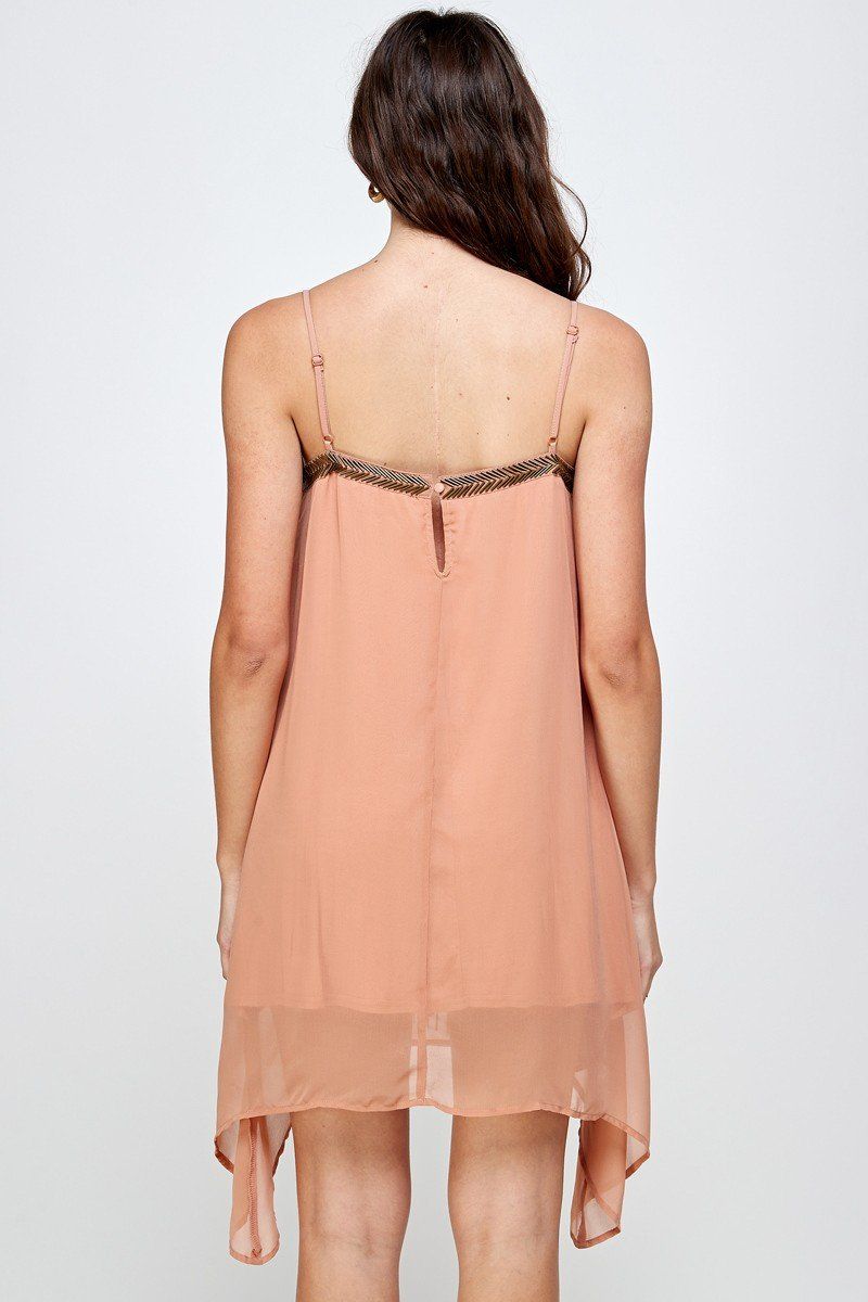Flowy Metallic Fringe Mini Dress