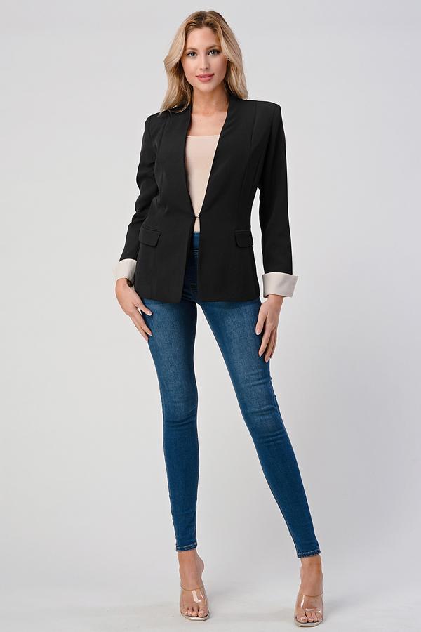 Tailored Open Blazer – Collarless Cut