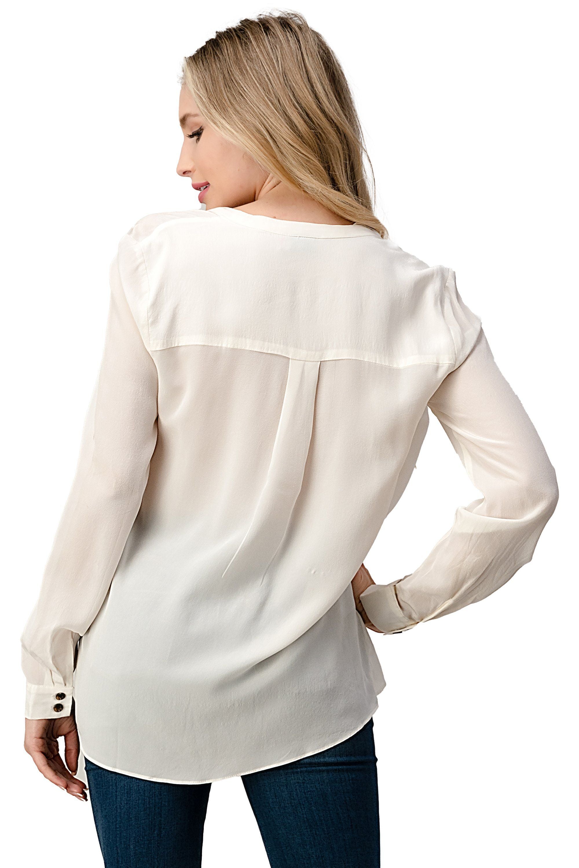 Silk Ruffle Neck Blouse