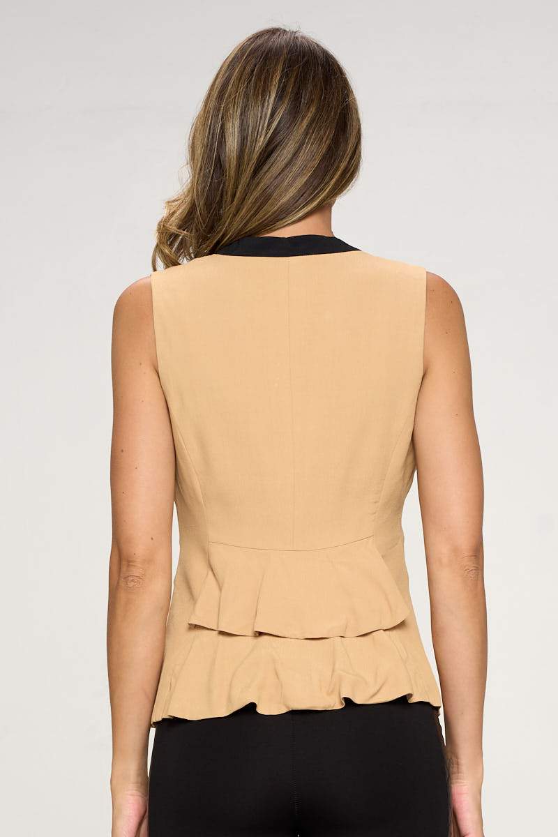 Colorblock Crepe Blazer Vest