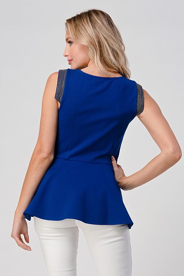 Sleeveless Peplum Top with Zip Front