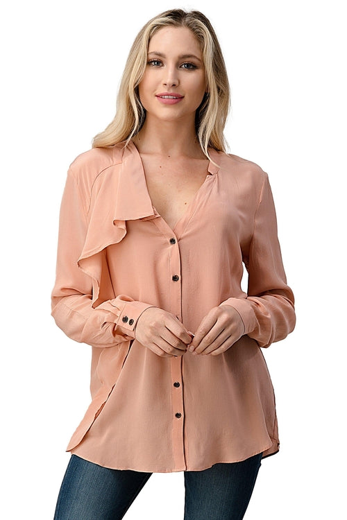 Silk Ruffle Neck Blouse