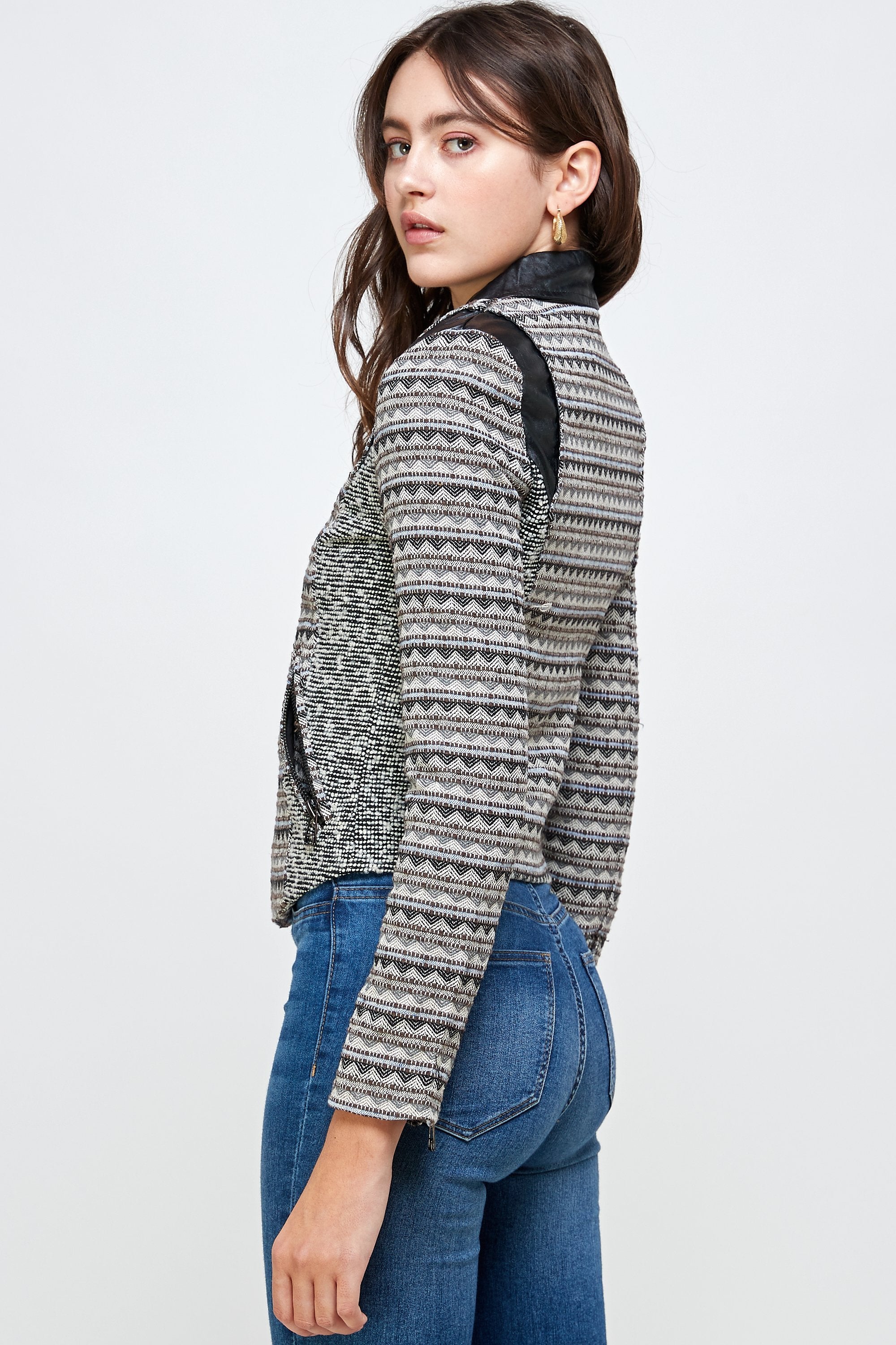 Textured Biker Knit Jacket