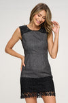 Sleeveless Mini Dress with Lace Trim