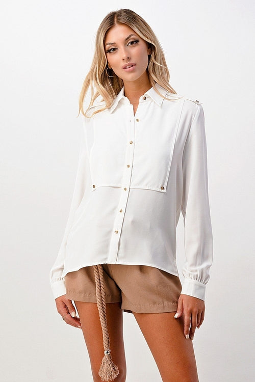 Gold Button Oversized Blouse