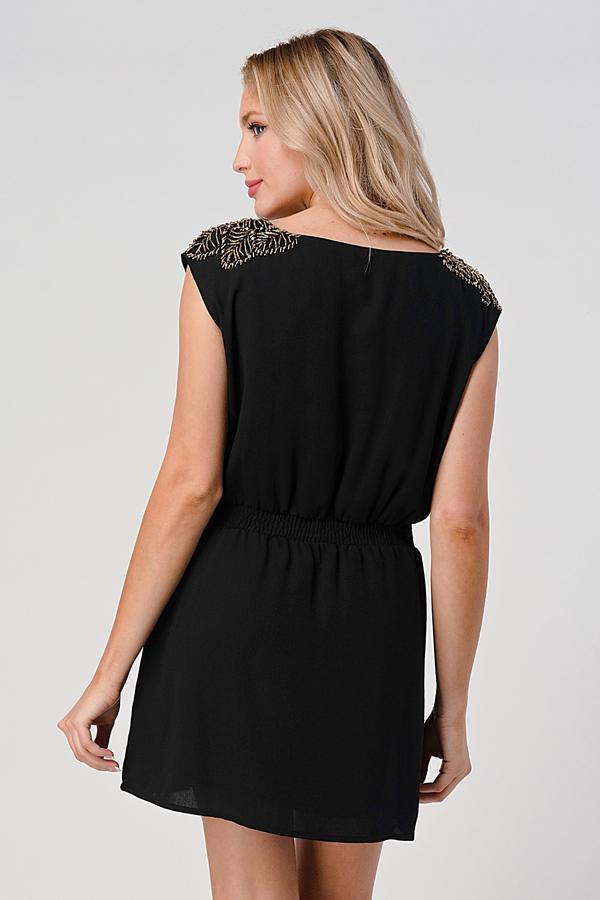 Beaded Shoulder Mini Dress