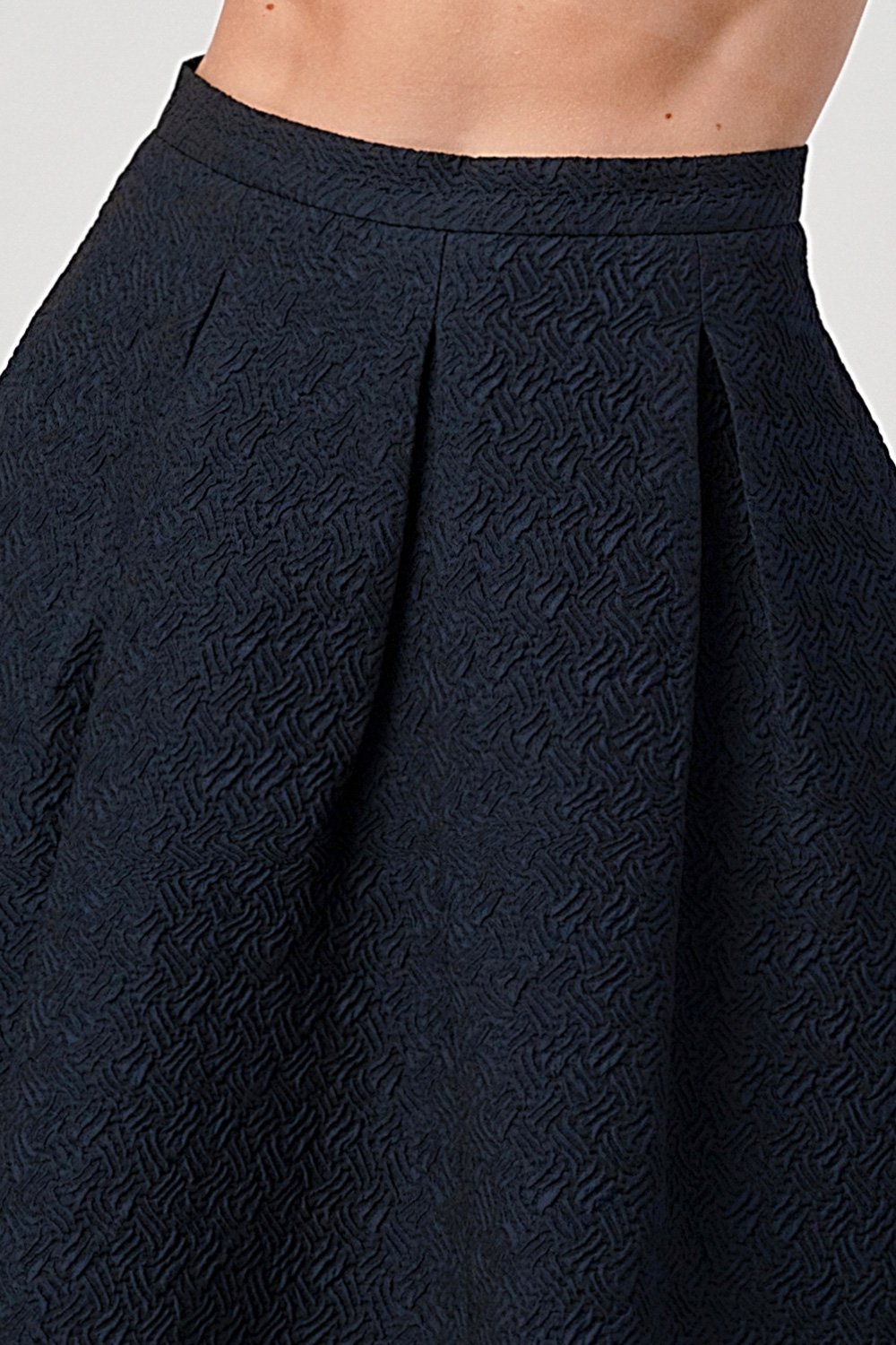 Pleated Textured Midi Skirt