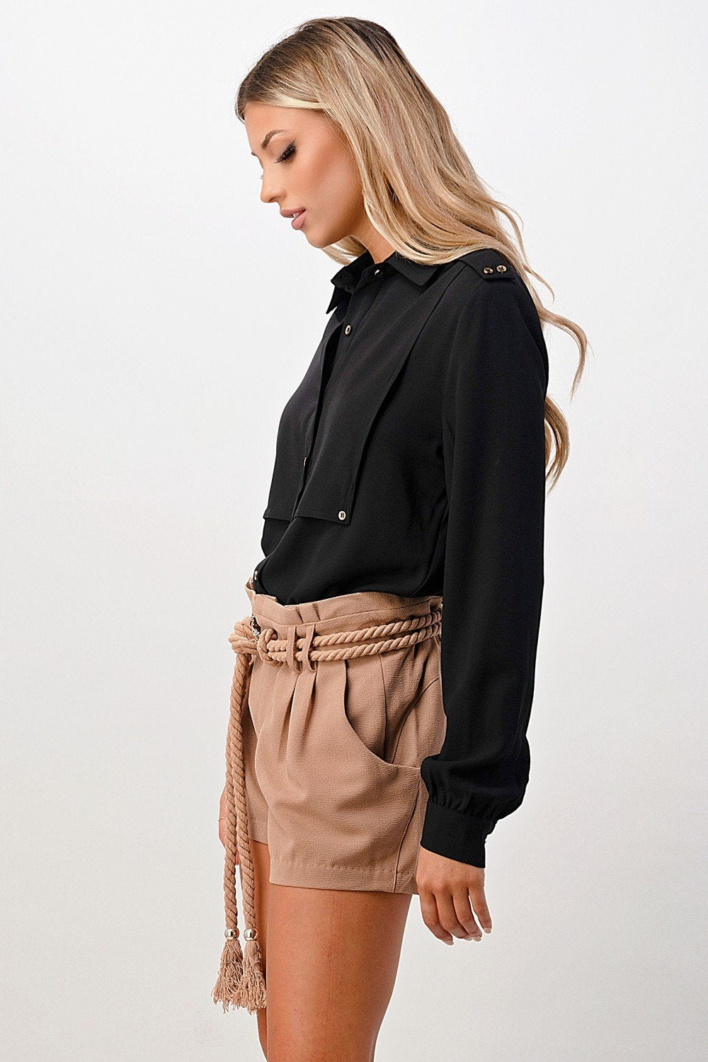 Gold Button Oversized Blouse