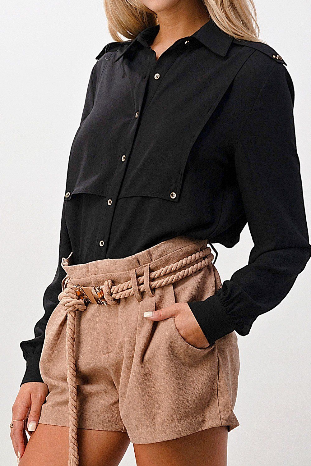 Gold Button Oversized Blouse