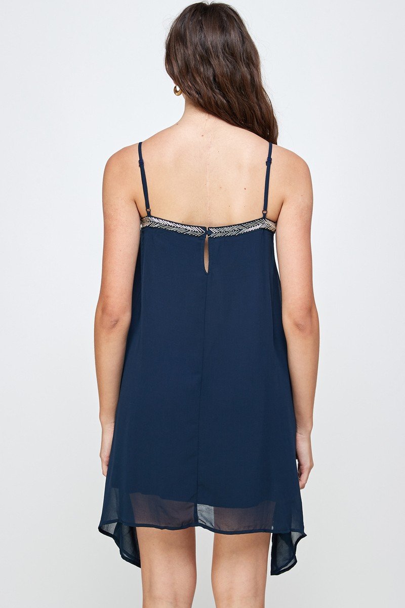 Flowy Metallic Fringe Mini Dress