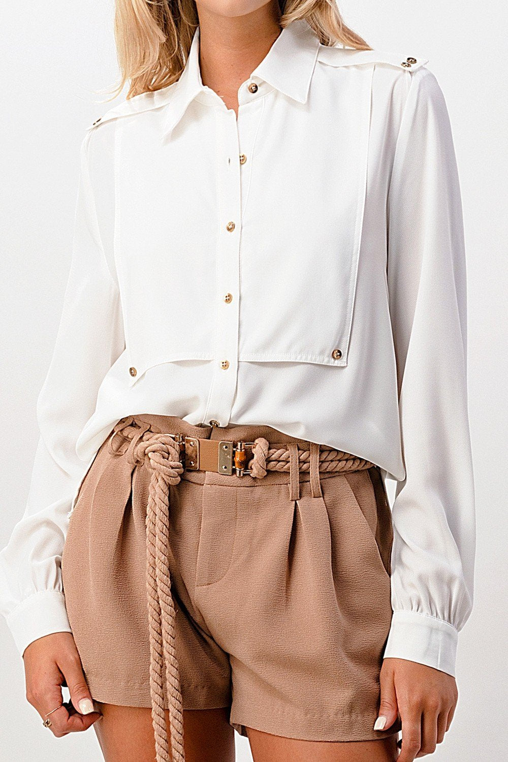 Gold Button Oversized Blouse