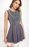 Two-Tone Beaded Mini Dress with Tulle Skirt – Women's Clothing by Lumiark