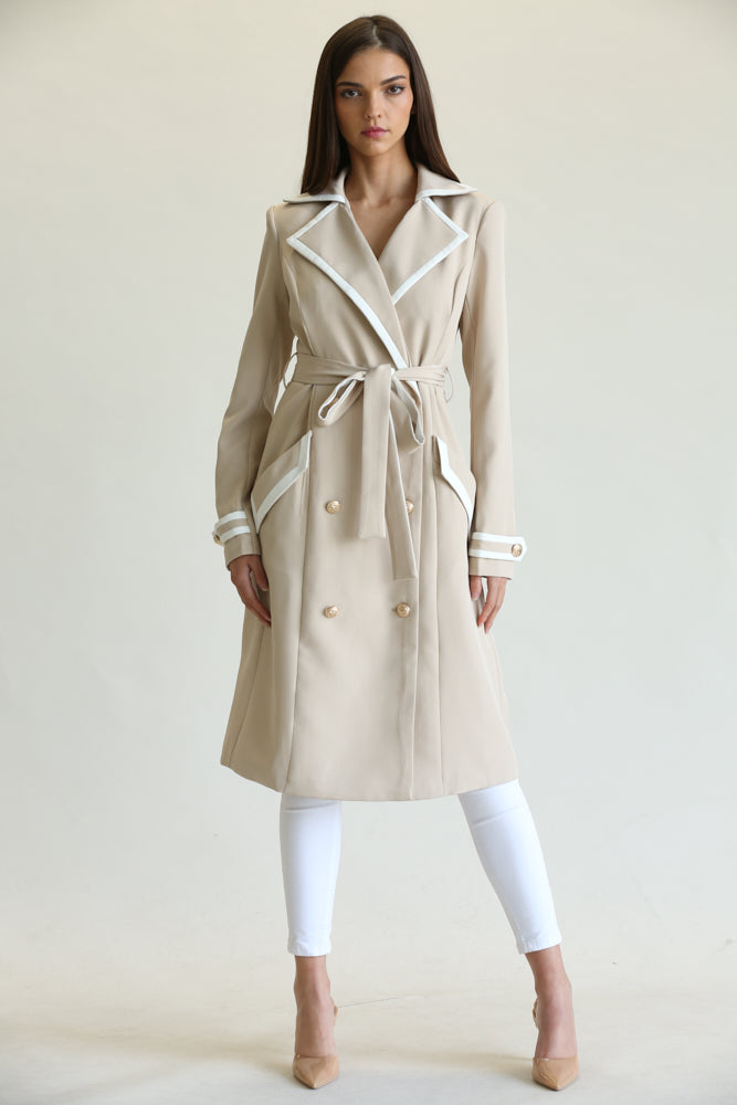 Double-Breasted Belted Trench Coat – Women's Clothing by Lumiark