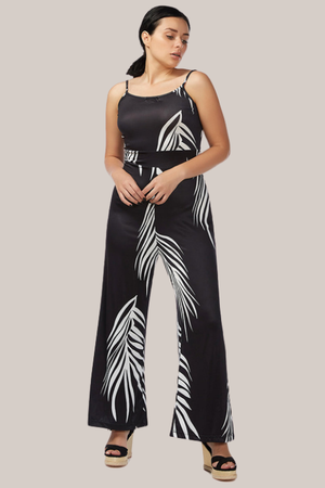Palm Print Strappy Jumpsuit