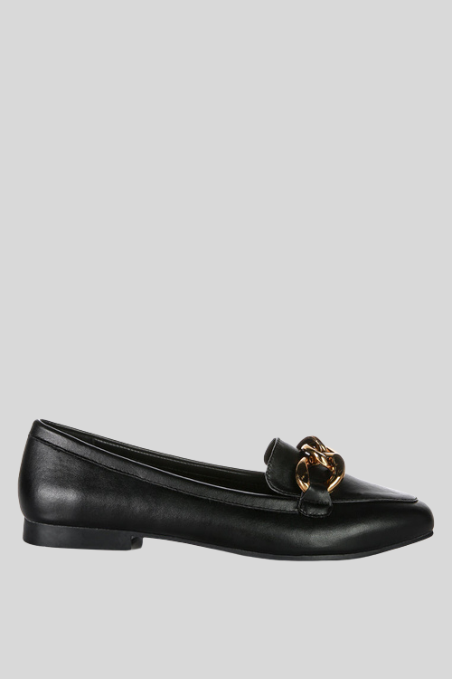 Chunky Chain Faux Leather Loafers