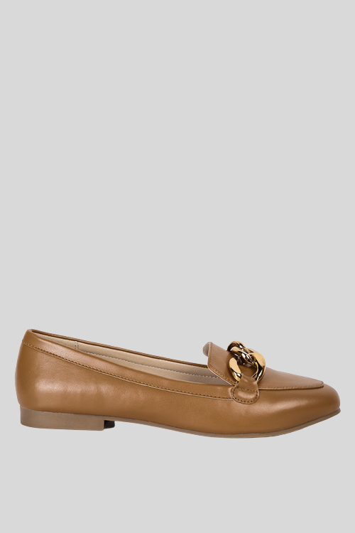 Chunky Chain Faux Leather Loafers