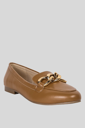 Chunky Chain Faux Leather Loafers