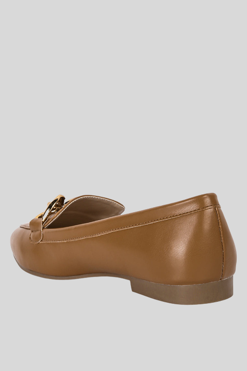 Chunky Chain Faux Leather Loafers