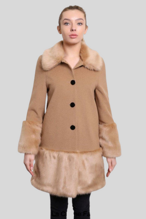 Tailored Wool-Blend Coat with Faux Trim – Jackets & Coats by Lumiark