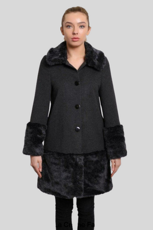 Tailored Wool-Blend Coat with Faux Trim – Jackets & Coats by Lumiark
