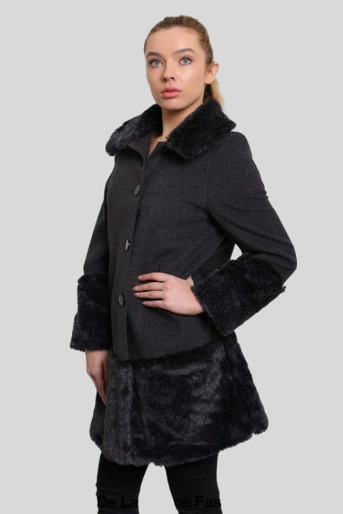 Tailored Wool-Blend Coat with Faux Trim – Jackets & Coats by Lumiark