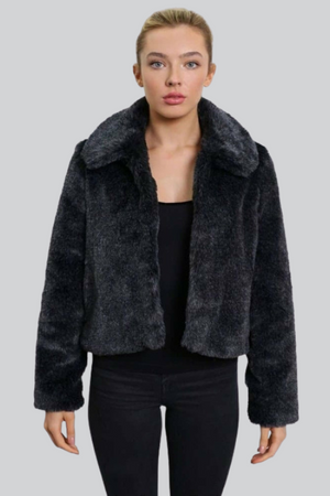 Faux Fur Cropped Bomber – Jackets & Coats by Lumiark