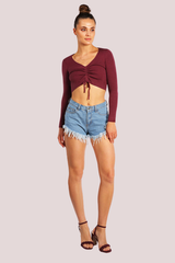 Rhinestone Detail Frayed Denim Shorts