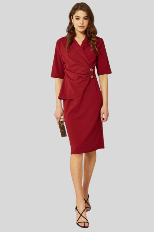 Wrap-Front Blazer Midi Dress – Jackets & Coats by Lumiark