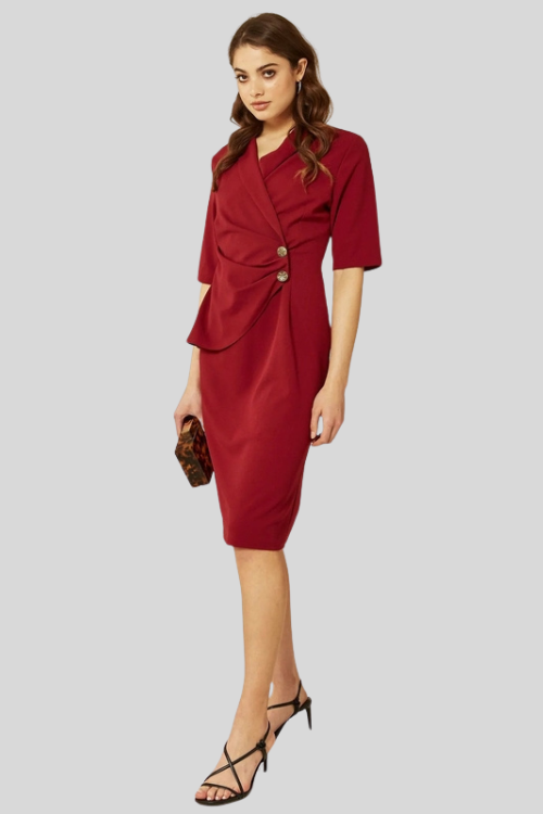 Wrap-Front Blazer Midi Dress – Jackets & Coats by Lumiark