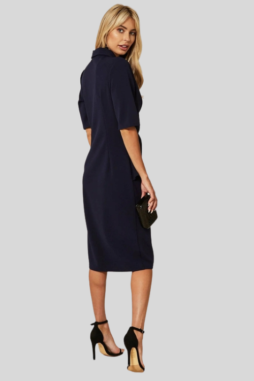 Wrap-Front Blazer Midi Dress – Jackets & Coats by Lumiark