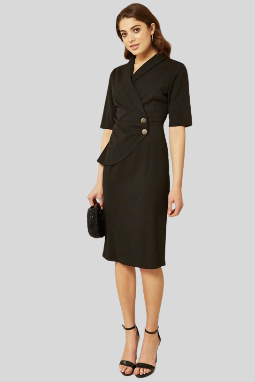 Wrap-Front Blazer Midi Dress – Jackets & Coats by Lumiark