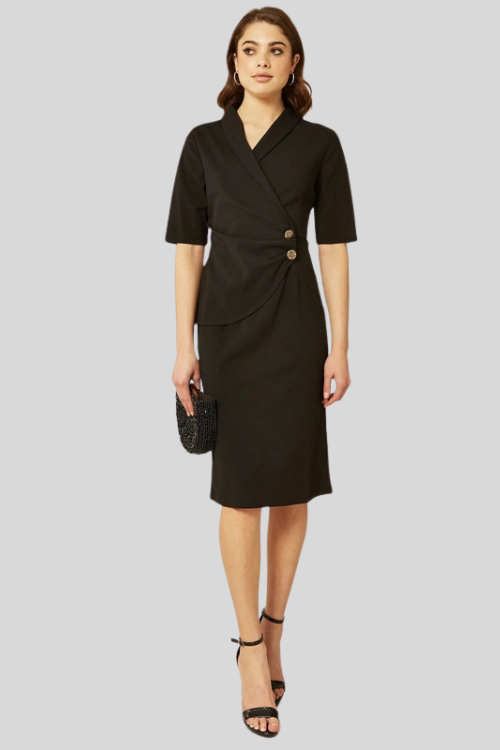 Wrap-Front Blazer Midi Dress – Jackets & Coats by Lumiark