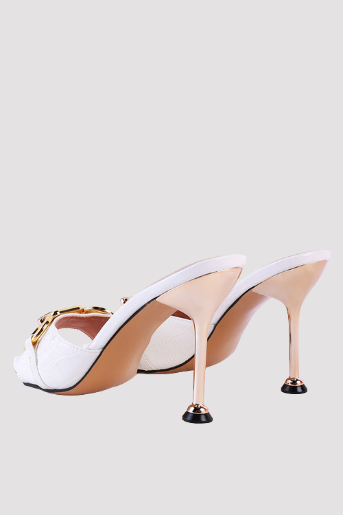 Croc Patent Pointed-Toe Slip-On Sandals