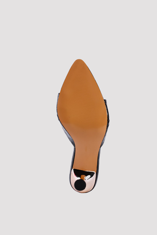 Croc Patent Pointed-Toe Slip-On Sandals
