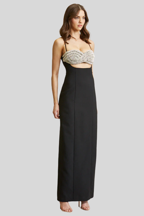 Black Rhinestone Strapless Maxi Dress – Women's Clothing by Lumiark