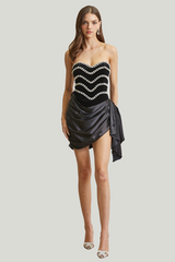 Ruched Corset Satin Mini Dress