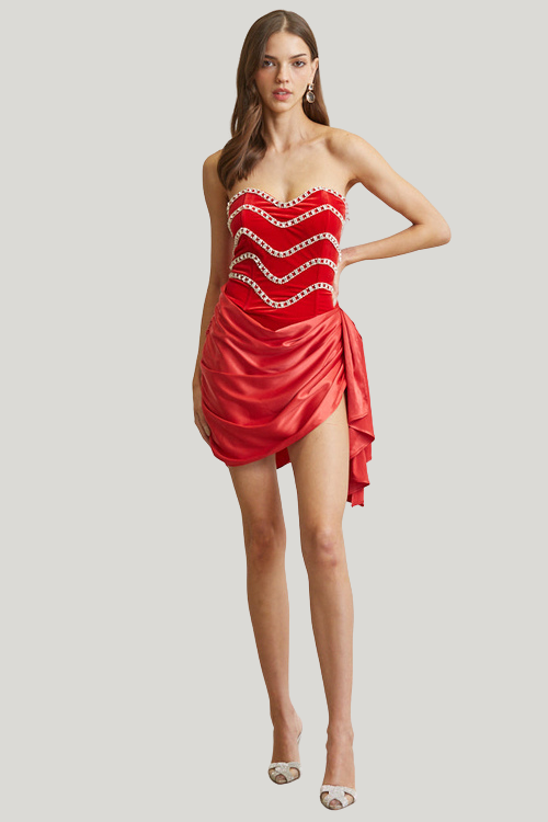 Ruched Corset Satin Mini Dress – Women's Clothing by Lumiark