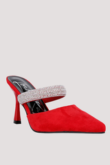 Diamante Strap Heeled Mules