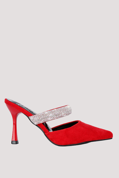 Diamante Strap Heeled Mules