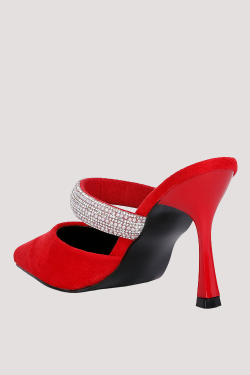 Diamante Strap Heeled Mules