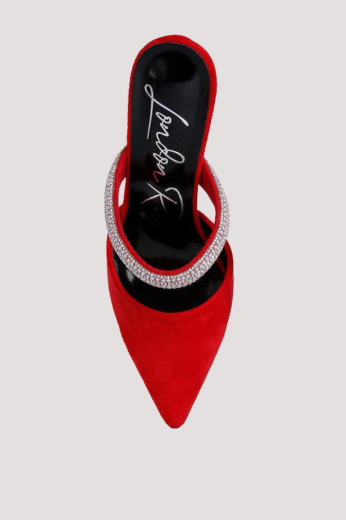 Diamante Strap Heeled Mules