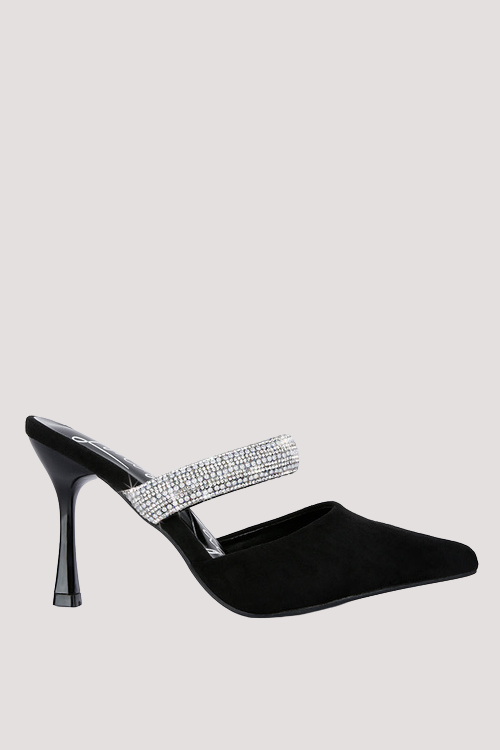 Diamante Strap Heeled Mules