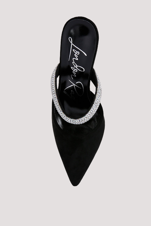 Diamante Strap Heeled Mules