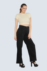 Wide Leg Cotton Flared Pants